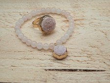 Rosenquarz schmuckset armband gebraucht kaufen  Hambergen