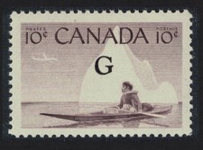 Usado, Caiaque Canada Eskimo Hunter Ovpt 'G' 1956 MNH Sc#O21 SG#O206 comprar usado  Enviando para Brazil