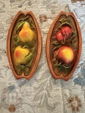 Conjunto Vintage de 2 Placas de Parede de Frutas Gesso Decoração de Cozinha Bom Condomínio comprar usado  Enviando para Brazil