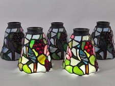 Conjunto de 5 lustre estilo Tiffany vitral ventilador de teto arandela tons claros, usado comprar usado  Enviando para Brazil