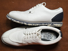 Zapatos de golf G/Fore G4 GALLIVANTER para hombre 10 blancos azul marino cuero granulado G4MS19EF08 segunda mano  Embacar hacia Mexico