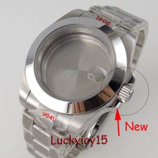 Caixa de relógio de aço inoxidável prata 39 mm vidro de safira ajuste NH35 NH36 NH34 2824 comprar usado  Enviando para Brazil