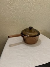 Panela de molho Corning Ware Vision vidro âmbar 1 litro tampa pirex bico comprar usado  Enviando para Brazil