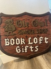 Placa de madeira grande artesanal Ole coruja loja de fumaça oficina garagem homem decoração caverna comprar usado  Enviando para Brazil