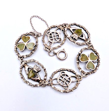 Pulseira Irlandesa de Prata Esterlina Connemara Mármore Nó Celta Trevo Claddagh comprar usado  Enviando para Brazil