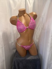 Terno posando biquíni competição holograma rosa NPC 34B copo médio fundo novo terno comprar usado  Enviando para Brazil