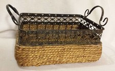 Usado, Recipiente retangular de metal e juta 10” x 8” x 6,5” armazenamento com cabo comprar usado  Enviando para Brazil
