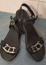 Schwarze leder sandalen gebraucht kaufen  Wiesbaden