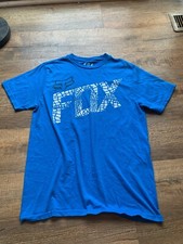 Camiseta Fox Racing Motocross Masculina Logotipo Raposa Azul Quebra de Vidro Manga Curta Média comprar usado  Enviando para Brazil