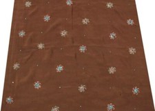 Tela de diseño marrón artesanal bordada multiusos chatarra remanente de sari vintage segunda mano  Embacar hacia Mexico