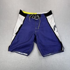 Bermuda de natação split board masculina 34 azul branca surf cordão bolso com zíper, usado comprar usado  Enviando para Brazil