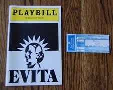 Evita playbill ticket for sale  Washington Crossing