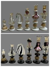 Conjunto de xadrez antigo de vidro de Murano com infusão de ouro comprar usado  Enviando para Brazil