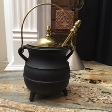 Kit vintage de panela de borrão de ferro fundido e latão para partida de incêndio - Nunca usado comprar usado  Enviando para Brazil