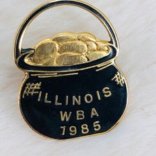 Broche de lapela esmaltado vintage 1985 Illinois Pot of Gold WBA Women's Bowling League Award comprar usado  Enviando para Brazil