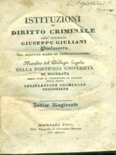 Istituzioni diritto criminale usato  Italia