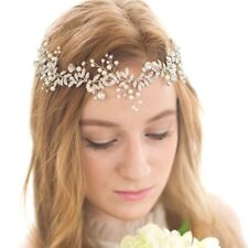 Faixa de cabeça de casamento folha cristal strass pérola acessórios para cabelo nupcial peça para cabeça comprar usado  Enviando para Brazil