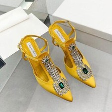 Sandálias strass femininas salto alto salto agulha sapatos de casamento, usado comprar usado  Enviando para Brazil