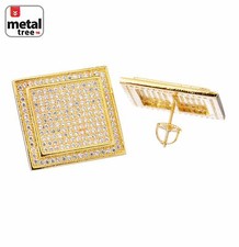 Brincos masculinos hip hop 14k XXL retângulo duplo tela plana parafuso traseiro 6115 comprar usado  Enviando para Brazil