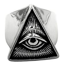 Silver Masonic Ring Triangle Eye Ball Freemasonry Regalia Lodge Illuminati Old  for sale  SALFORD