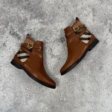 Botas de tornozelo BURBERRY Richardson Bridle House Nova Check tamanho 38 couro marrom comprar usado  Enviando para Brazil
