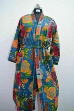 Vestido maxi feminino estampa de frutas algodão étnico indiano quimono roupa de dormir comprar usado  Enviando para Brazil