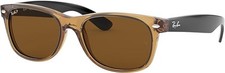 Óculos de Sol Ray-Ban RB2132 Novo Wayfarer Quadrado 55mm - Armação Dourada/Marrom comprar usado  Enviando para Brazil