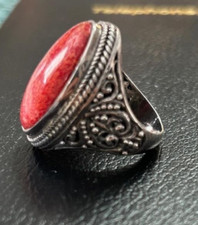 Vintage Grande Sarda Artisan Bali 14 Gr. Anel de prata esterlina esponja coral tamanho 8 comprar usado  Enviando para Brazil