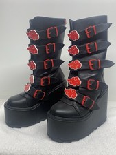 Botas altas plataforma Naruto Shippuden preto e vermelho cosplay com zíper tamanho 8 M comprar usado  Enviando para Brazil