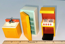 Conjunto de cozinha vintage Fisher Price casa de bonecas geladeira ~ fogão ~ pia ~ móveis comprar usado  Enviando para Brazil