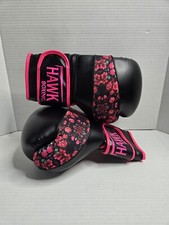 Luvas de boxe femininas Hawk 10 oz. Flores rosa pretas floral chute Muay Thai Spar comprar usado  Enviando para Brazil
