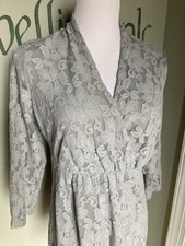 Blusa cruzada de renda cinza claro L Holiday manga longa forrada de náilon ~Versátil comprar usado  Enviando para Brazil