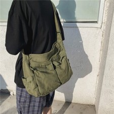 Bolsas carteiro femininas bolsa de mão sólida grande capacidade casual bolsas de ombro de lona comprar usado  Enviando para Brazil
