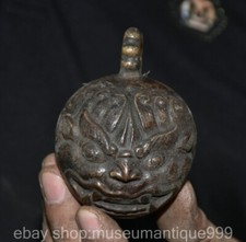 Pingente de sino pequeno cabeça de besta de leão palácio dinastia bronze antigo Tibete 3" comprar usado  Enviando para Brazil