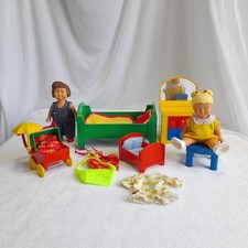 Vintage LEGO Duplo Dolls Anna & Lisa w/ Baby, Bed, Stroller & Accessories comprar usado  Enviando para Brazil
