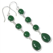 Brinco de prata esterlina 925 feito à mão com pedra preciosa ônix verde tamanho 2,8" comprar usado  Enviando para Brazil