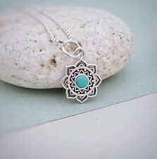 Berloque de flor de lótus Mandala delicada em prata esterlina e turquesa, pingente boho comprar usado  Enviando para Brazil