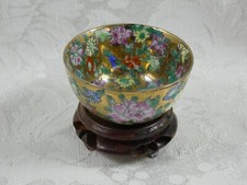 Antiga casa de bonecas/miniatura HP tigela decorativa chinesa/pedestal de madeira para adega de sal, usado comprar usado  Enviando para Brazil