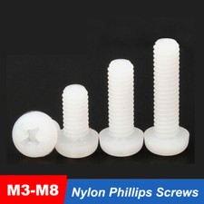 M3 M4 M5 M6 M8 Kunststoff Linsenkopfschrauben Kreuzschlitz Schrauben Weiß Nylon comprar usado  Enviando para Brazil