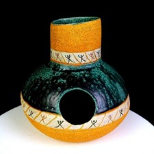 Vaso de percussão africano Udu tambor esmalte verde arenoso cerâmica fosca 9" 1970 comprar usado  Enviando para Brazil