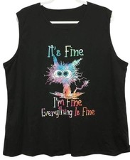 Usado, Regata feminina 5XL gato louco preto está bem tudo está bem comprar usado Usado, Regata feminina 5XL gato louco preto está bem tudo está bem comprar usado  Enviando para Brazil