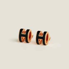 Usado, Brincos Hermes Mini Pop H 100% autênticos novos folheados a ouro rosa NOIR comprar usado  Enviando para Brazil