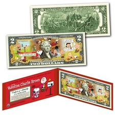 PEANUTS * BE MY VALENTINE, CHARLIE BROWN * Licenciado Licitação Legal dos EUA Nota de US$ 2 comprar usado  Enviando para Brazil