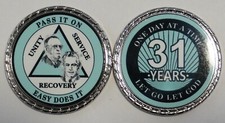 AA Bill and Bob 31 anos borda de corda azul claro Sobriety moeda chip 1 3/4" comprar usado  Enviando para Brazil