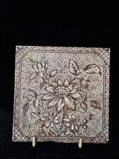 Azulejo antigo de cerâmica creme e marrom floral para lareira (15 x 15 x 1 cm) comprar usado  Enviando para Brazil
