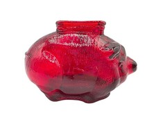 Cofrinho de vidro vermelho vintage âncora porco texturizado banco de moedas 4" kitschy  comprar usado  Enviando para Brazil