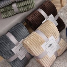 Cobertor listrado flanela lã capa de cama inverno colcha quente para sofá quarto comprar usado  Enviando para Brazil