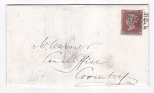1852 QV FOUR MARGIN 1d SELO VERMELHO CENTAVO NA CARTA LEIGHTON UZZARD PARA CANAL OFICIAL, usado comprar usado  Enviando para Brazil