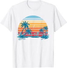 Camiseta retrô verão tropical Sunset Beach Palms Summer Vibes comprar usado  Enviando para Brazil