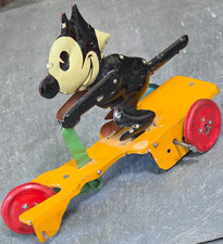 Antigo antigo Felix the Cat lata litho corda relógio brinquedo carro funciona scooter sem reserva comprar usado  Enviando para Brazil